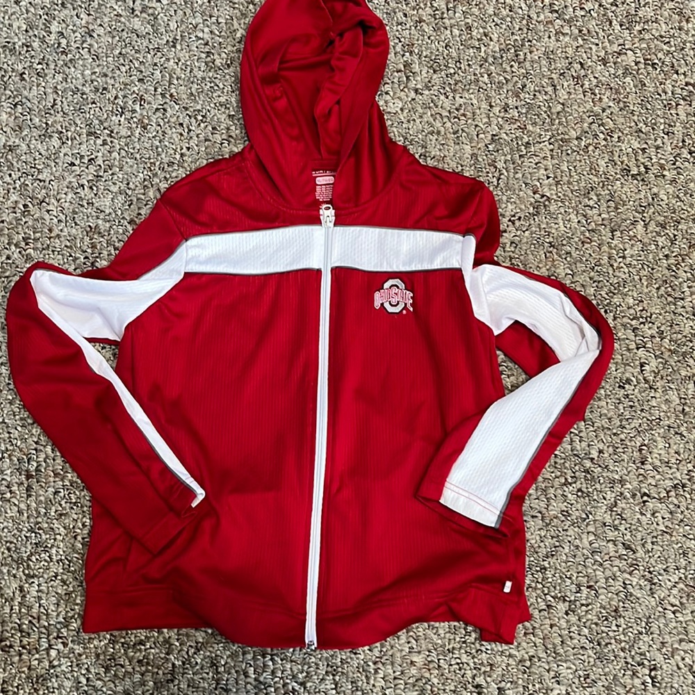 Antiqua full zip with hood ohio state buckeyes